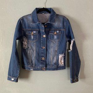 UGH distressed embroidered jean jacket